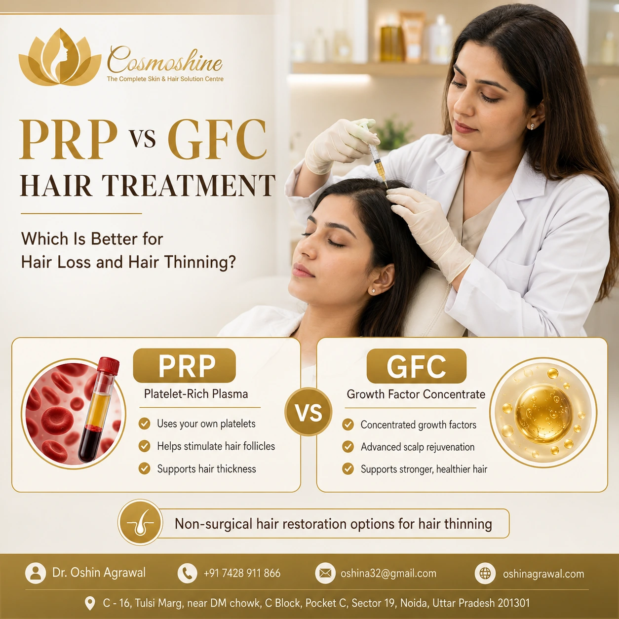 PRP vs GFC hair treatment